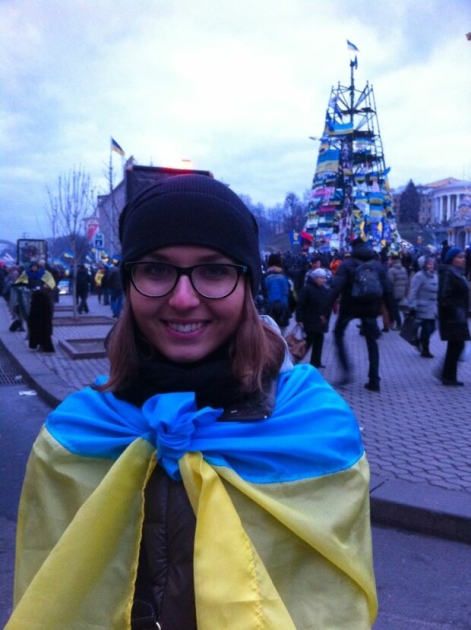 Анна Новосад во время Революции Достоинства/Facebook
