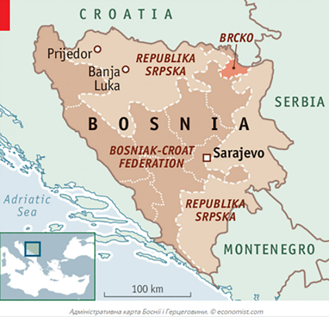 Административная карта Боснии и Герцеговины/economist.com